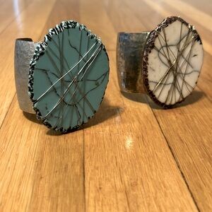 Italian,handmade in Italy, silver steel bracelets, definitely eye catching.